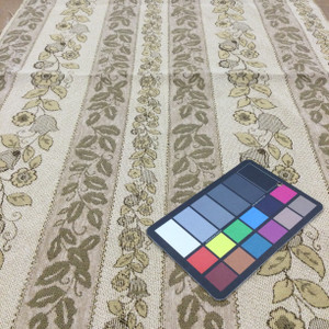 3.33 Yard Piece of Floral Striped Fabric in Beige / Tan | Upholstery | Durable | 54" Wide | By the Yard