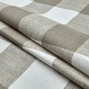 4.25 Yard Piece of Premier Prints Anderson Check Ecru | Medium Weight Duck Fabric | Home Decor Fabric | 54" Wide