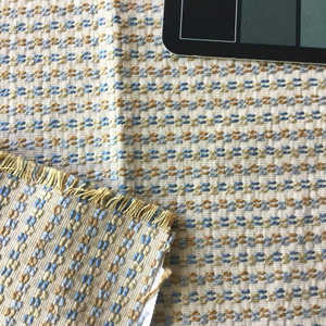 2.75 Yard Piece of Tan with Blue Woven Texture | Upholstery Fabric | 56 W | By the Yard | Durable