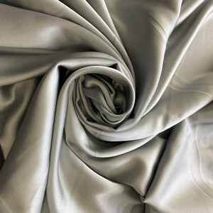 Silver Silky Satin 100% Polyester | Lightweight Apparel Fabric