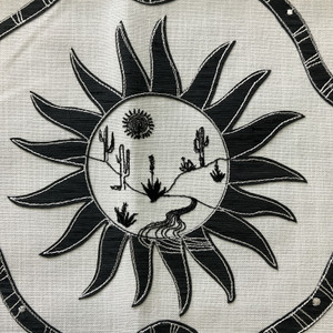 Elana Gabrielle Sol Embroidery Duck Coal Ebony | Heavyweight Duck Fabric | Home Decor Fabric | 54" Wide