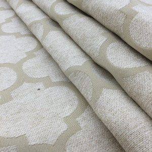 4 Yard Piece of Pastis in Sand | Chenille Upholstery Fabric |  Quatrefoil in Sand | 54 wide | By The Yard | JAYZ422-1083-REM2