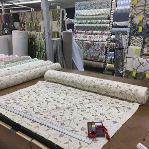 6.3 Yard Piece of Linen Fabric By Duralee 73014-45 | Lilac | Embroidered Cotton-Linen Fabric | 73014-45-REM2