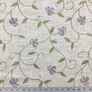 6.3 Yard Piece of Linen Fabric By Duralee 73014-45 | Lilac | Embroidered Cotton-Linen Fabric | 73014-45-REM2