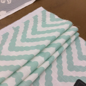 3.625 Yard Piece of Wavy Chevron in Aqua Blue and White | Home Decor Fabric | 54" Wide | By the Yard