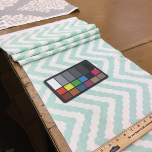 3.625 Yard Piece of Wavy Chevron in Aqua Blue and White | Home Decor Fabric | 54" Wide | By the Yard