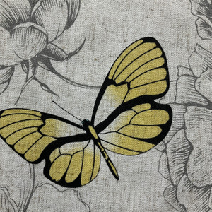 Spring in Titanium | Home Decor Fabric | Floral Butterflies in Turquoise / Grey / Natural  | Medium Weight | 54" Wide | By the Yard