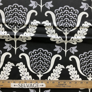One Wish in Blackbird | Home Decor fabric | Floral Damask in Black / Grey / White | Drapery | Waverly | 100% Cotton | 54" Wide | By The Yard
