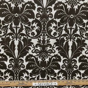 Floral in Chocolate | Home Decor Fabric | Damask in Brown / Linen | Medium Weight | 54" Wide | By the Yard