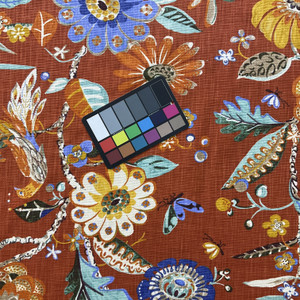 Harbor in Burnt Orange | Home Decor Fabric | Floral in Orange / Blue / Green | Braemore | 54" Wide | By the Yard