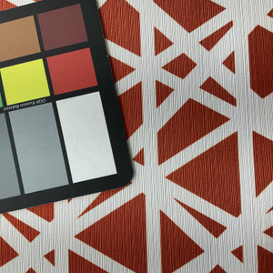 Can Danger Zone in Persimmon | Home Decor Fabric | Geometric Orange / White | PK Contract | Fire Retardant | 54" Wide | By The Yard