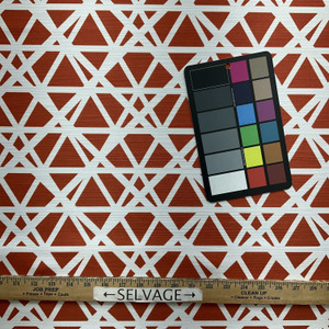 Can Danger Zone in Persimmon | Home Decor Fabric | Geometric Orange / White | PK Contract | Fire Retardant | 54" Wide | By The Yard