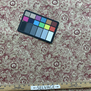 Miss Kitty in Brick by Joseph Woods | Home Decor Fabric | Tan Red Floral | Braemore Textiles | 54" Wide | By The Yard