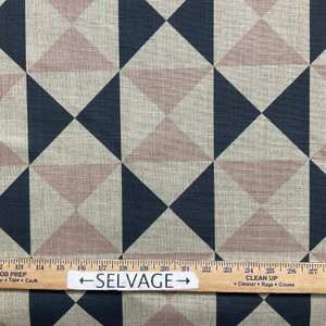 Quartic in Petal | Home Decor Fabric | Geometric Blue Blush Pink | PK Contract | Medium Weight | 54" Wide | By The Yard