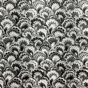 Murray Marble in Licorice |  Scallop Print  Polished Cotton Home Decor Fabric | P/K Lifestyles Willimasburg | 54" Wide | Sold by the YArd