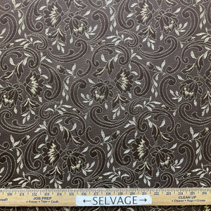 Emperor in Chocolate | Upholstery Fabric | Gold Brown Floral | Medium Weight | 54" Wide | By The Yard