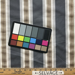 Samurai in Black Jack | Drapery Fabric | Stripes in Grey / Brown / Beige | Lightweight | 54" Wide | By the Yard