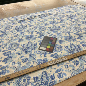 Soft Focus in Porcelain | Home Decor Fabric | Stamped Watercolor Floral in Blue / White | HGTV Home | Linen Like | 54" Wide | By the Yard