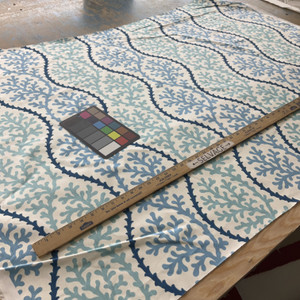 Coral in Splender | Home Decor Fabric | Wavy Coral in Blues and White | Kaufmann | Medium Weight | 54" Wide | By the Yard