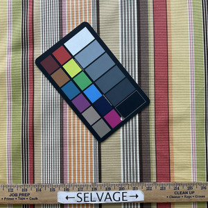 Cool in Chocolate | OUTDOOR Home Decor Fabric | Stripes in Orange / Green / Brown / Red | Kaufmann | Medium Weight | 54" Wide | By the Yard