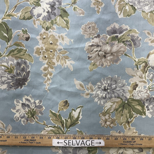 Floral in Blue / Grey / Taupe | Home Decor Fabric| Drapery | Twill | P/Kaufmann | 54" Wide | By The Yard