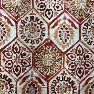 Summer Breeze in Crimson | Home Decor Fabric | Mosaic Tile Red Pink | Medium Weight | P/Kaufmann | 54" Wide | By The Yard