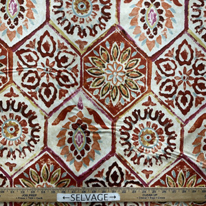 Summer Breeze in Crimson | Home Decor Fabric | Mosaic Tile Red Pink | Medium Weight | P/Kaufmann | 54" Wide | By The Yard