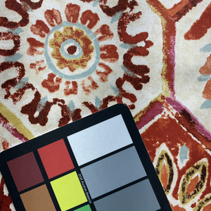 Summer Breeze in Crimson | Home Decor Fabric | Mosaic Tile Red Pink | Medium Weight | P/Kaufmann | 54" Wide | By The Yard