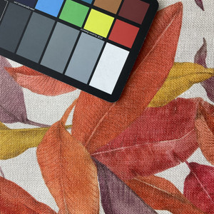 Easy Breezy in Ginger | Home Decor Fabric | Tropical Leaves in Orange / Red / Purple | Golding Fabrics | Medium Weight | 54" Wide | By the Yard