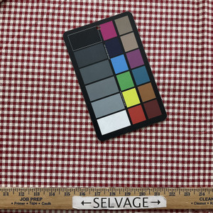 Frye in Flame | Upholstery / Slipcovers Fabric | Check Plaid in Dk Red and Off White | Medium Weight | 54" Wide | By the Yard