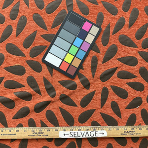 Rush Orange Chenille with Brown Teardrops | Upholstery Fabric | Heavyweight | Durable | 54" Wide | By the Yard