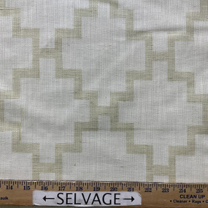 Seabreeze in Lily Pond | Drapery / Light Upholstery Fabric | Geometric in Off White / Pale Green | Medium Weight | 54" Wide | By the Yard