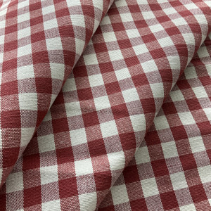 Allegro in Rust | Upholstery / Drapery Fabric |  Check Plaid in Dk Red / White | Medium Weight | 54" Wide | By the Yard
