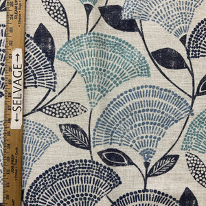 Cantata in Indigo | Home Decor Fabric | Blue / Natural Large Scale Floral | 54" Wide | By the Yard