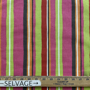 Albery in Marzipan | Home Decor Fabric | Pink Green Red Grey Stripes | Medium Weight | Braemore | 54" Wide | By the Yard