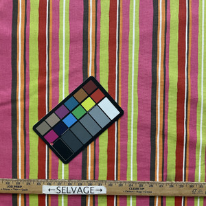 Albery in Marzipan | Home Decor Fabric | Pink Green Red Grey Stripes | Medium Weight | Braemore | 54" Wide | By the Yard