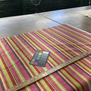 Albery in Marzipan | Home Decor Fabric | Pink Green Red Grey Stripes | Medium Weight | Braemore | 54" Wide | By the Yard