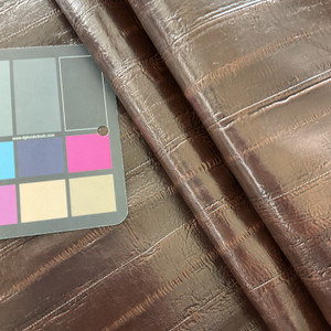 Hickory Brown Glossy Bamboo | Faux Leather Upholstery Fabric | Heavy Weight / Durable | Felt-Backed Vinyl | 54" Wide | By the Yard