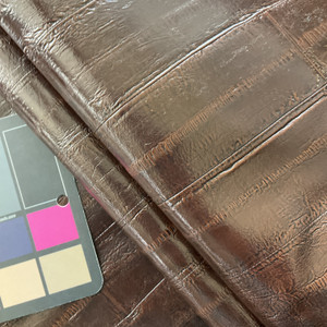Hickory Brown Glossy Bamboo | Faux Leather Upholstery Fabric | Heavy Weight / Durable | Felt-Backed Vinyl | 54" Wide | By the Yard