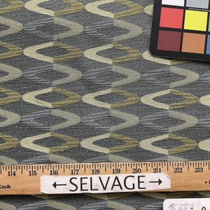 Retro Geometric in Blue | Upholstery Fabric | Blue Yellow Diamond Jacquard | Medium Weight | 54" Wide | By The Yard