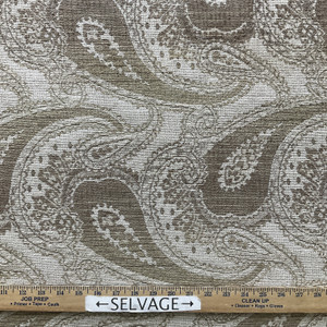 Artifact in Sisal | Upholstery Fabric | Large Scale Paisley Chenille in Beige | Heavyweight | 54" Wide | By the Yard
