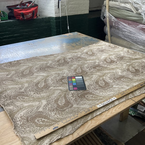 Artifact in Sisal | Upholstery Fabric | Large Scale Paisley Chenille in Beige | Heavyweight | 54" Wide | By the Yard