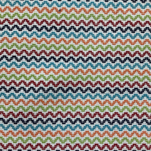 Sun Chevron in Multi | Upholstery / Drapery Fabric | Mini Chevron Stripes | Multicolored on White | Medium Weight | 54" Wide | By the Yard