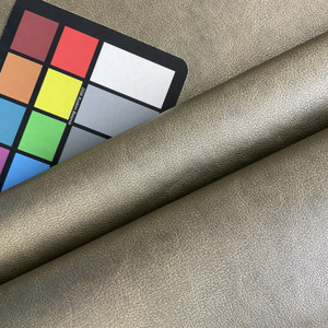 Nori in Nickel Metallic | Faux Leather Upholstery Fabric | Light Pebbled Grain | Felt-Backed Vinyl | Heavy Weight / Durable | 54" Wide | By the Yard