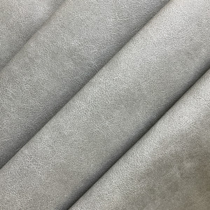 Medium Gray | Faux Leather Upholstery Fabric | Natural Light Grain | Felt-Backed Vinyl | Heavy Weight / Durable | 54" Wide | By the Yard