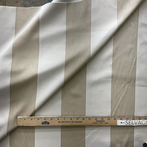 Wide Striped Velvet in Two Tone Light Beige | Upholstery Fabric | Heavyweight | Soft | 54" Wide | By the Yard
