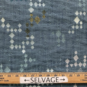 Uma in Aqua | Upholstery Fabric | Diamond Design Denim Blue / Light Blue / Green | Jacquard | Heavyweight | 54" Wide | By the Yard