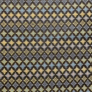 Molly in Vintage Brown | Upholstery Fabric | Yellow Blue Diamond | Medium Weight | 54" Wide | By The Yard
