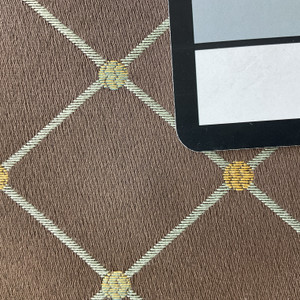 Brown Geometric Diamond | Upholstery Fabric | Brown Blue Yellow | Medium Weight | 54" Wide | By The Yard