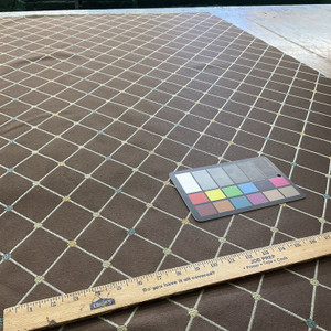 Brown Geometric Diamond | Upholstery Fabric | Brown Blue Yellow | Medium Weight | 54" Wide | By The Yard